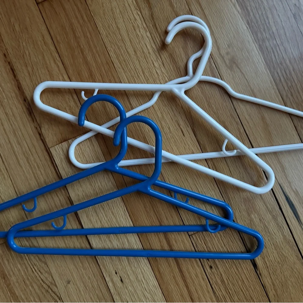 Set of Blue and White Plastic Hangers